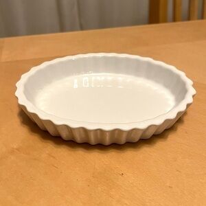 Hall USA Small Au Gratin Fluted Baking Dish Scalloped Edge White